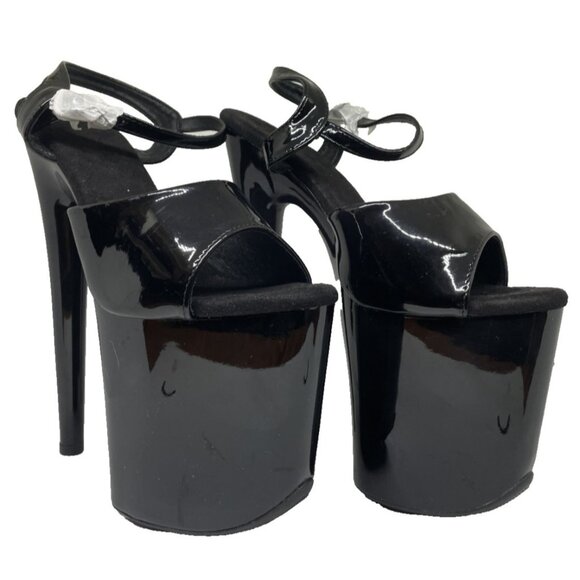 3.5" Black Platform Stiletto High Heels 7.5" Stripper Dancer Shoes Size 7 - Picture 1 of 9